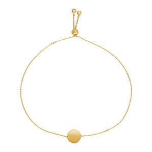 Adjustable Bracelet with Shiny Circle in 14k Yellow Gold (7.50 mm) RCJ