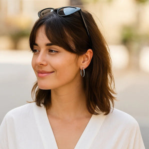 10k White Gold Polished Hoop Earrings (2x25mm) RCJ