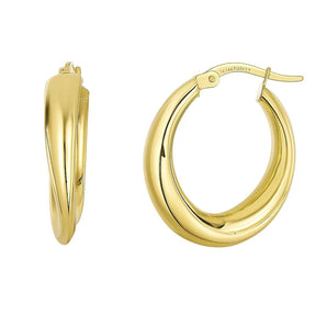14k Yellow Gold Oval Hoop Earrings(5x20mm) RCJ