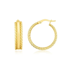 14K Yellow Gold Triple Row Hoop Earrings RCJ