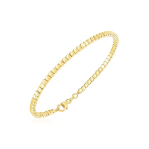 14k Yellow Gold High Polish Bead Cuff Bangle (2.40 mm) RCJ