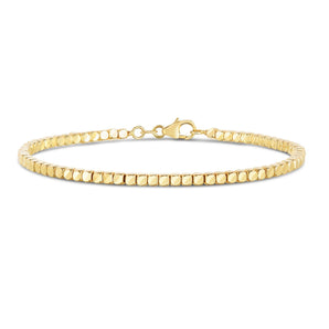 14k Yellow Gold High Polish Bead Cuff Bangle (2.40 mm) RCJ