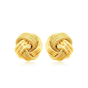 10k Yellow Gold Love Knot with Ridge Texture Earrings RCJ