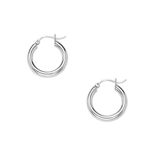 10k White Gold Polished Hoop Earrings (3x15mm) RCJ