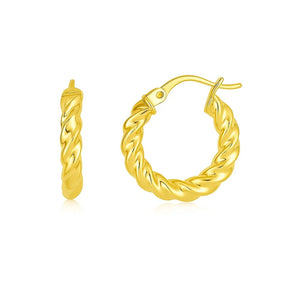 14k Yellow Gold Polished Twisted Hoop Earrings(3x11mm) RCJ