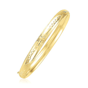 14k Yellow Gold Dome Florentine Design Bangle (5.00 mm) RCJ
