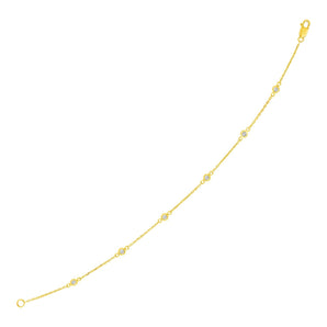 14k Yellow Gold 7 inch Bracelet with Diamond Stations (3.30 mm) RCJ