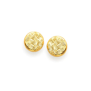 14k Yellow Gold Post Earrings with Textured Circles RCJ