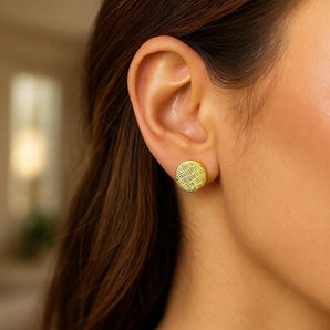 14k Yellow Gold Post Earrings with Textured Circles RCJ