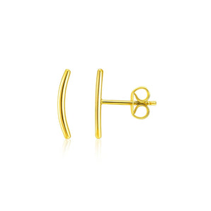 14k Yellow Gold Curve Climber Post Earrings RCJ