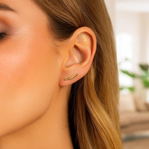 14k Yellow Gold Curve Climber Post Earrings RCJ