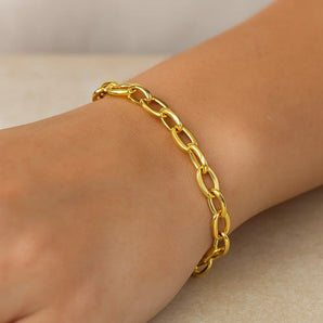 14k Yellow Gold Cable Chain Style Bracelet (6.35 mm) RCJ