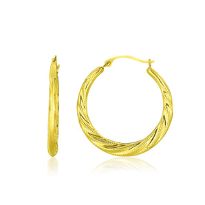10k Yellow Gold Graduated Twisted Hoop Earrings RCJ