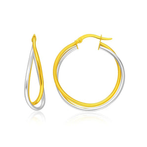 14k Two-Tone Gold Interlaced Double Row Earrings RCJ