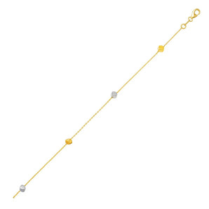 14k Two Tone Gold Bracelet with Polished Cubes RCJ
