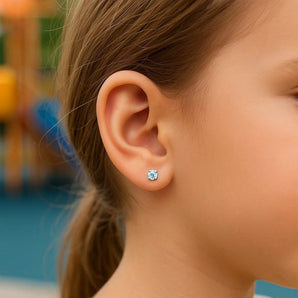 14k White Gold White Cubic Zirconia Stud Earrings(2mm) RCJ