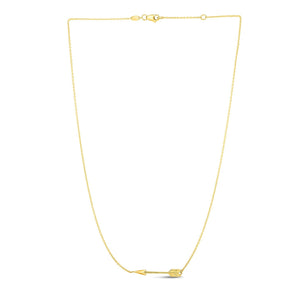 14k Yellow Gold Chain Necklace with Horizontal Arrow Pendant RCJ