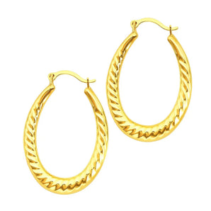 14k Yellow Gold Hoop Earrings with Textured Details RCJ