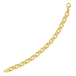 14k Yellow Gold Curb Chain Design with Diamond Cuts Bracelet (8.80 mm) RCJ
