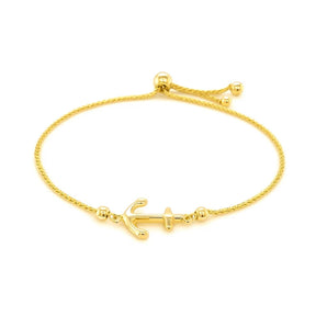 14k Yellow Gold Anchor Design Adjustable Lariat Bracelet RCJ