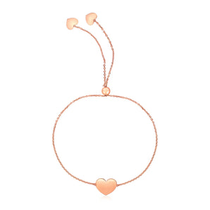 14k Rose Gold Adjustable Heart Bracelet (0.90 mm) RCJ
