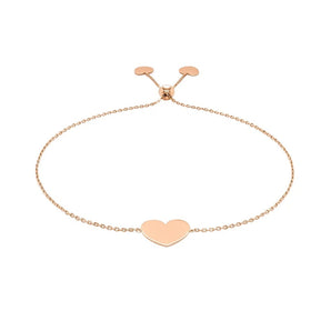14k Rose Gold Adjustable Heart Bracelet (0.90 mm) RCJ