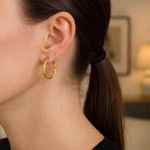 14k Yellow Gold Petite Twisted Round Hoop Earrings(3x20mm) RCJ