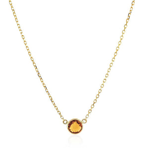 14k Yellow Gold 17 inch Necklace with Round Citrine RCJ