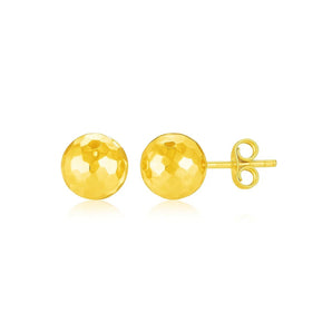 14k Yellow Gold Ball Earrings with Faceted Texture(5mm) RCJ