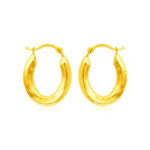 14k Yellow Gold Polished Oval Hoop Earrings RCJ