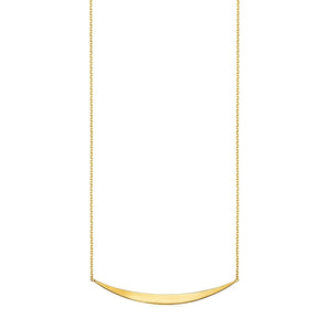 14k Yellow Gold Necklace with Polished Curved Bar Pendant RCJ