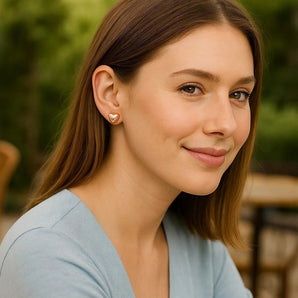 14k Rose Gold Puffed Heart Shape Shiny Earrings RCJ