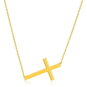 14k Yellow Gold Plain Cross Motif Necklace RCJ