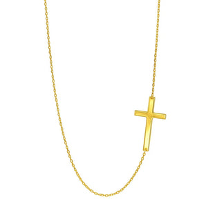14k Yellow Gold Plain Cross Motif Necklace RCJ