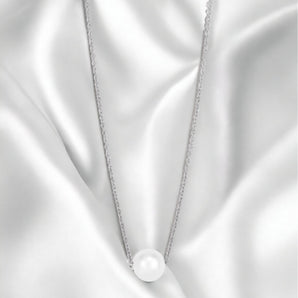 White Gold Pearl Solitaire Necklace