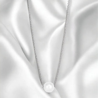 White Gold Pearl Solitaire Necklace roteirojewelry