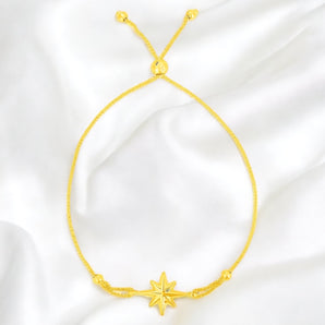 14k Gold Adjustable Star Bracelet - Roteiro Jewelry
