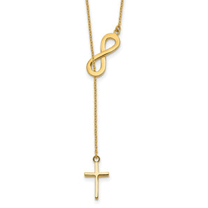 Infinity & Cross Lariat Necklace
