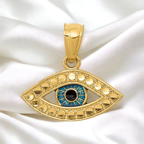 Gold Enameled Eye Pendant