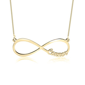 Personalized Infinity Necklace with Names in 14K Gold with Adjustable Box Chain