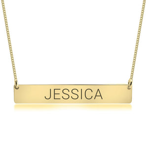 Personalized Bar Name Necklace in 14K Gold with Adjustable Box Chain