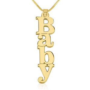 Personalized Vertical Name Necklace in 14K Gold with Adjustable Box Chain