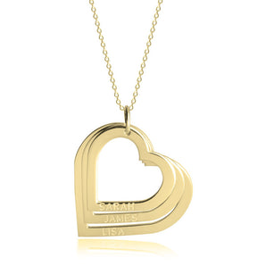 Personalized Mother's Heart Necklace in 14K Gold with Adjustable Box Chain