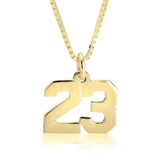 Personelized Number Necklace in 14K Gold with Adjustable Box Chain OC