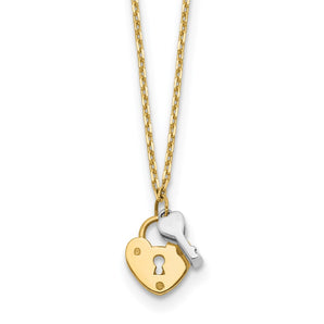 Two-Tone Heart Lock & Key Necklace