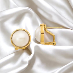 Pearl Omega Back Earrings