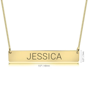 Personalized Bar Name Necklace in 14K Gold with Adjustable Box Chain