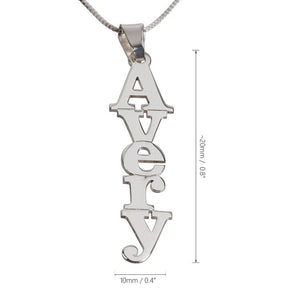 Personalized Vertical Name Necklace in 14K Gold with Adjustable Box Chain