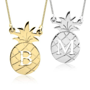 Personalized Pineapple Necklace in 14K Gold with Adjustable Box Chain