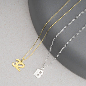 Personelized Number Necklace in 14K Gold with Adjustable Box Chain